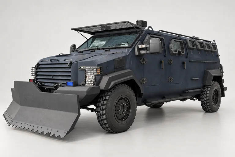 Anti-Riot AV Merkava, complete left-facing exterior studio view