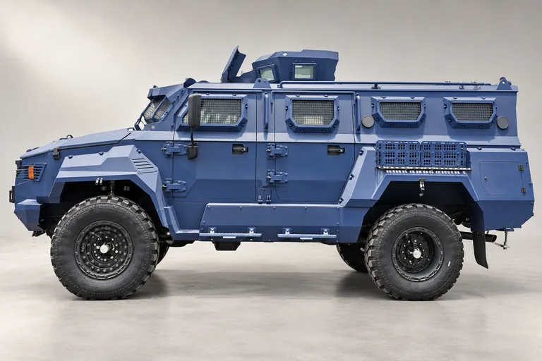 APC Merkava Blue, complete left-facing exterior studio view