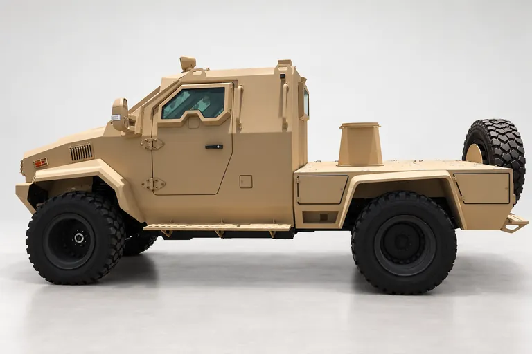 Ford F350 APC IGG, complete left-facing exterior studio view