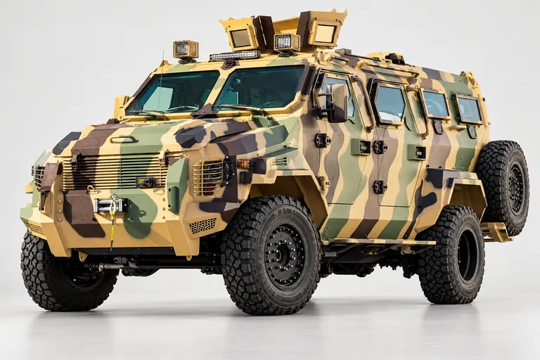 Ford F550 APC Camo, complete left-facing exterior studio view