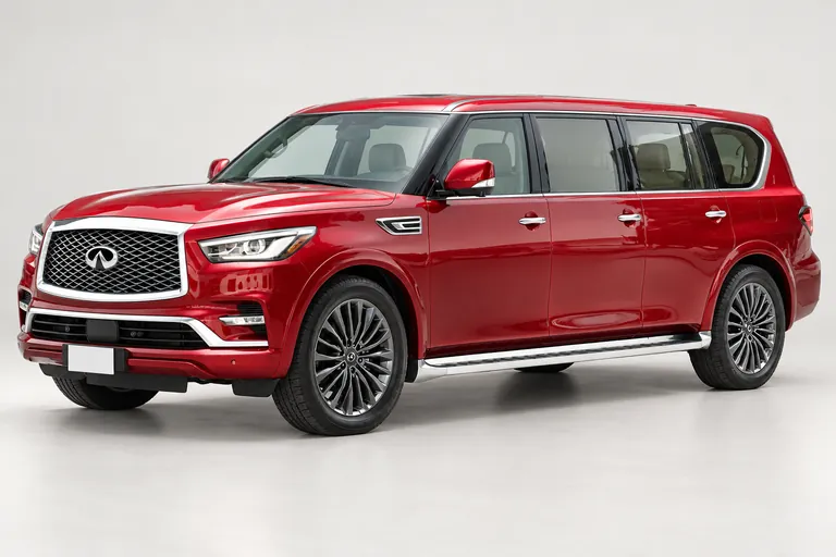 Infiniti QX80 Extended, complete left-facing exterior studio view