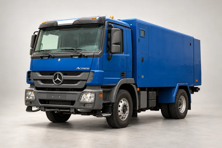 Mercedes-Benz Actros, vue extérieure complète orientée vers la gauche en studio