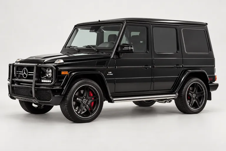 Mercedes-Benz AMG G63 Black، صورة استوديو خارجية كاملة باتجاه اليسار