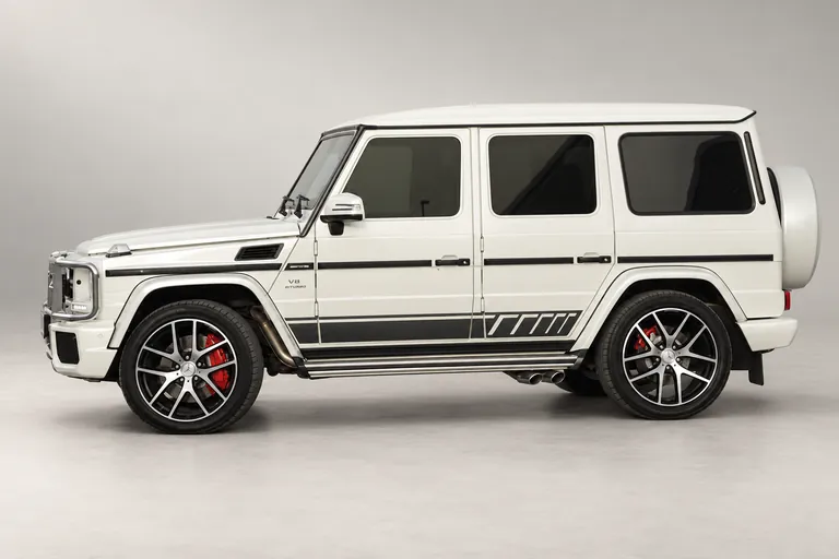 Mercedes-Benz AMG G63 White, complete left-facing exterior studio view