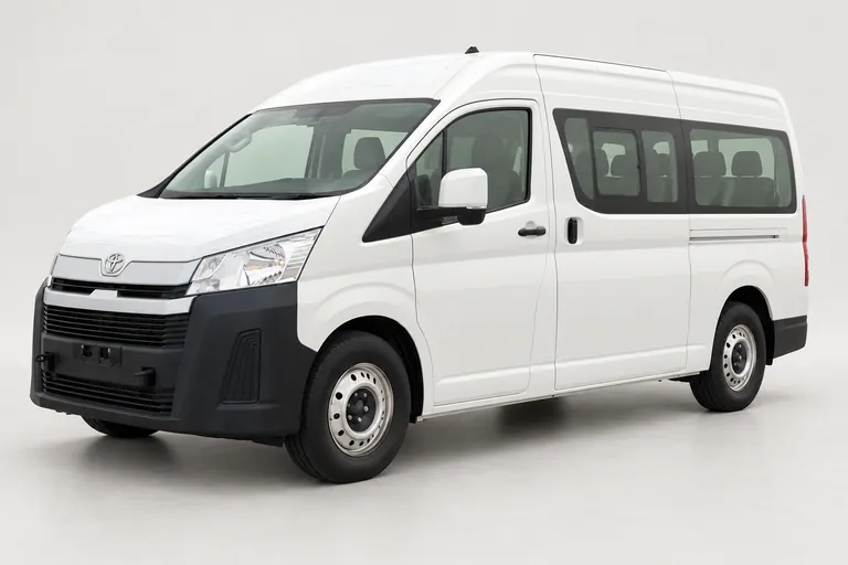 Toyota HiAce White, complete left-facing exterior studio view