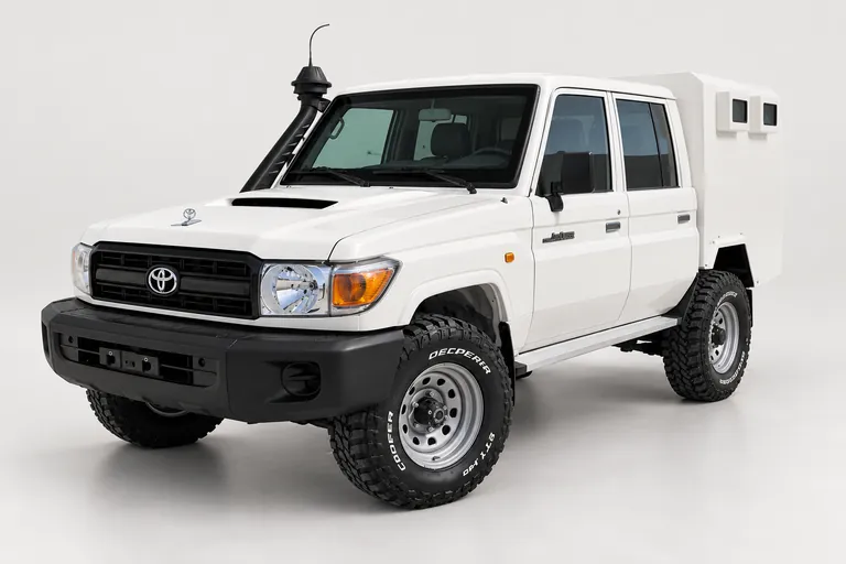Toyota Land Cruiser 79 Escort, complete left-facing exterior studio view