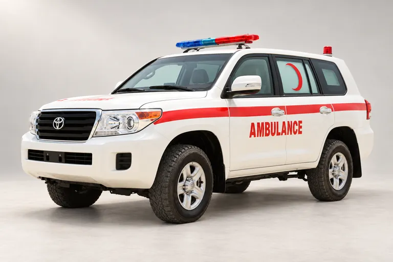 Toyota Land Cruiser Ambulance, complete left-facing exterior studio view