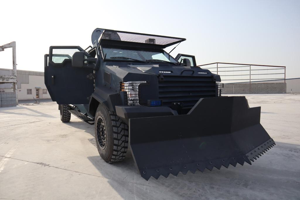 Anti-Riot AV Merkava armored vehicle front view with doors open