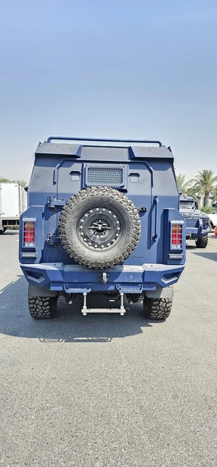 APC Merkava Blue armored personnel carrier rear view with spare tire