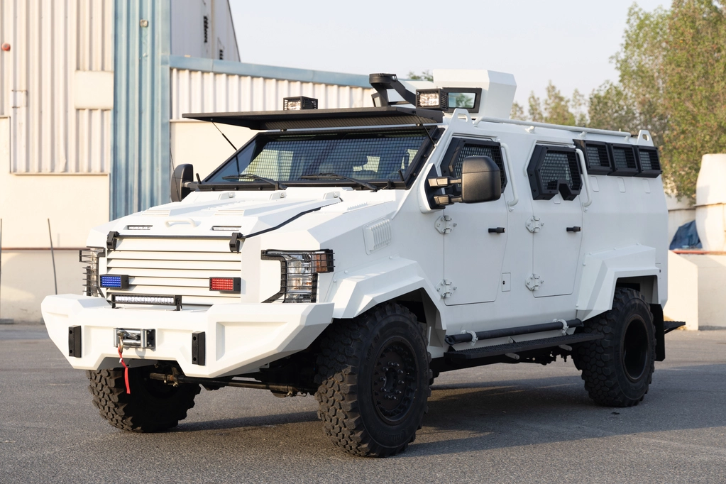 APC Shark White armored personnel carrier front left side view