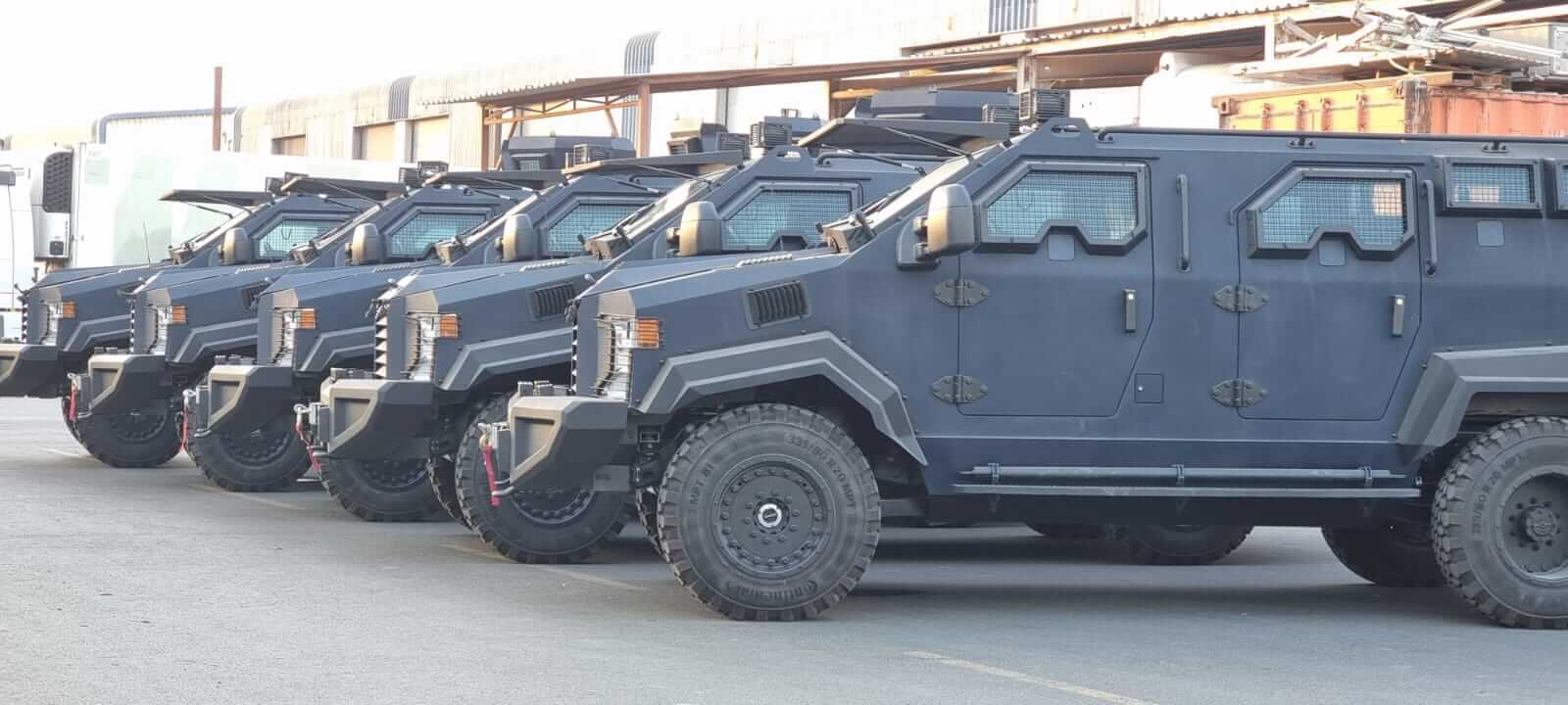 APC TAV Ford F550 6.7 V8 armored vehicle lineup view