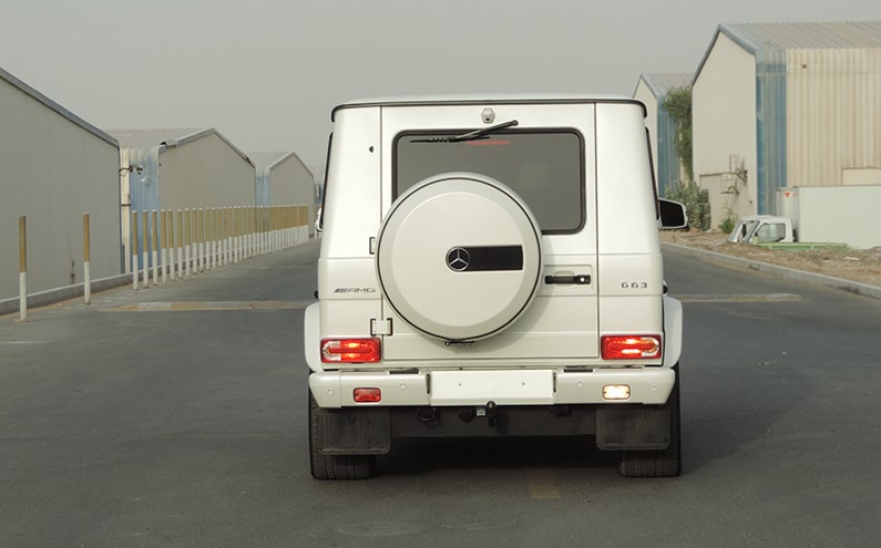 Mercedes-Benz AMG G63 White armored SUV rear exterior view