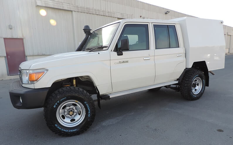 Armored Toyota Land Cruiser side exterior view
