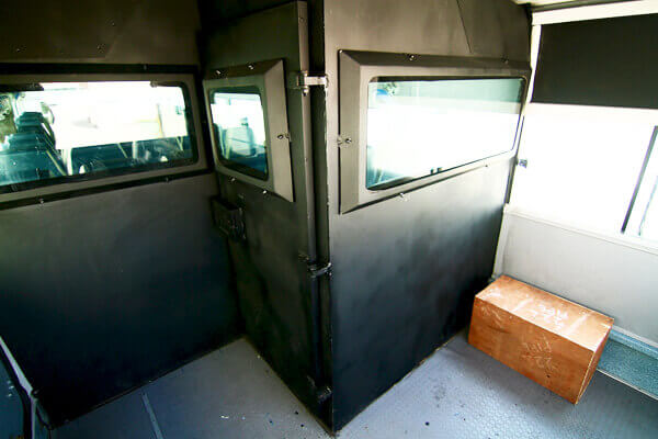 Ashok Leyland Falcon armored passenger carrier interior armoring detail
