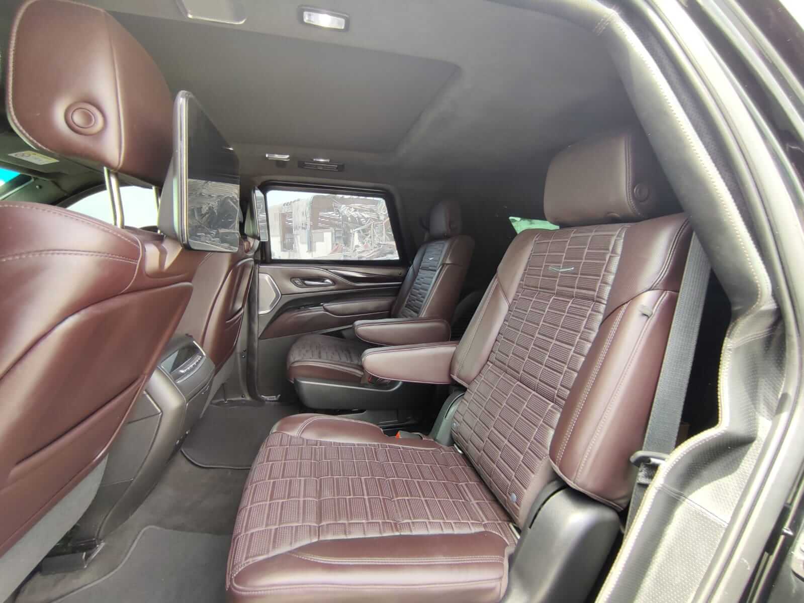 Cadillac Escalade armored luxury SUV leather seating detail