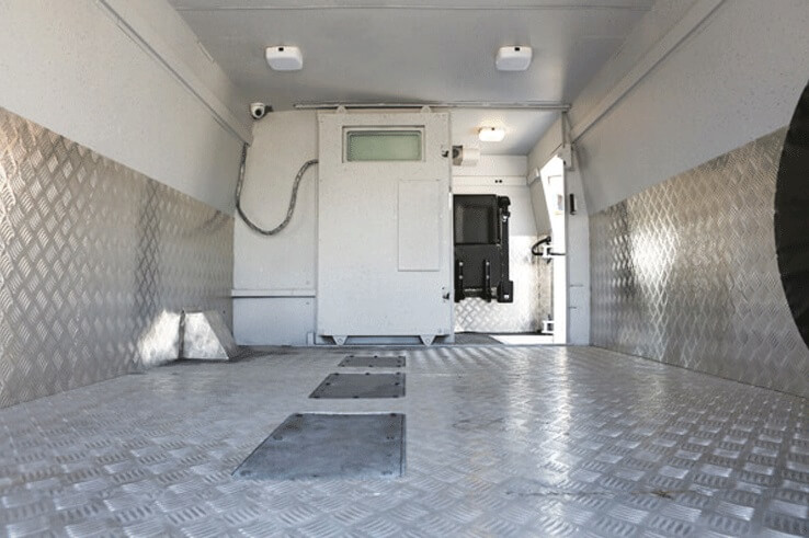 Ford F550 armored cash-in-transit vehicle secure interior space