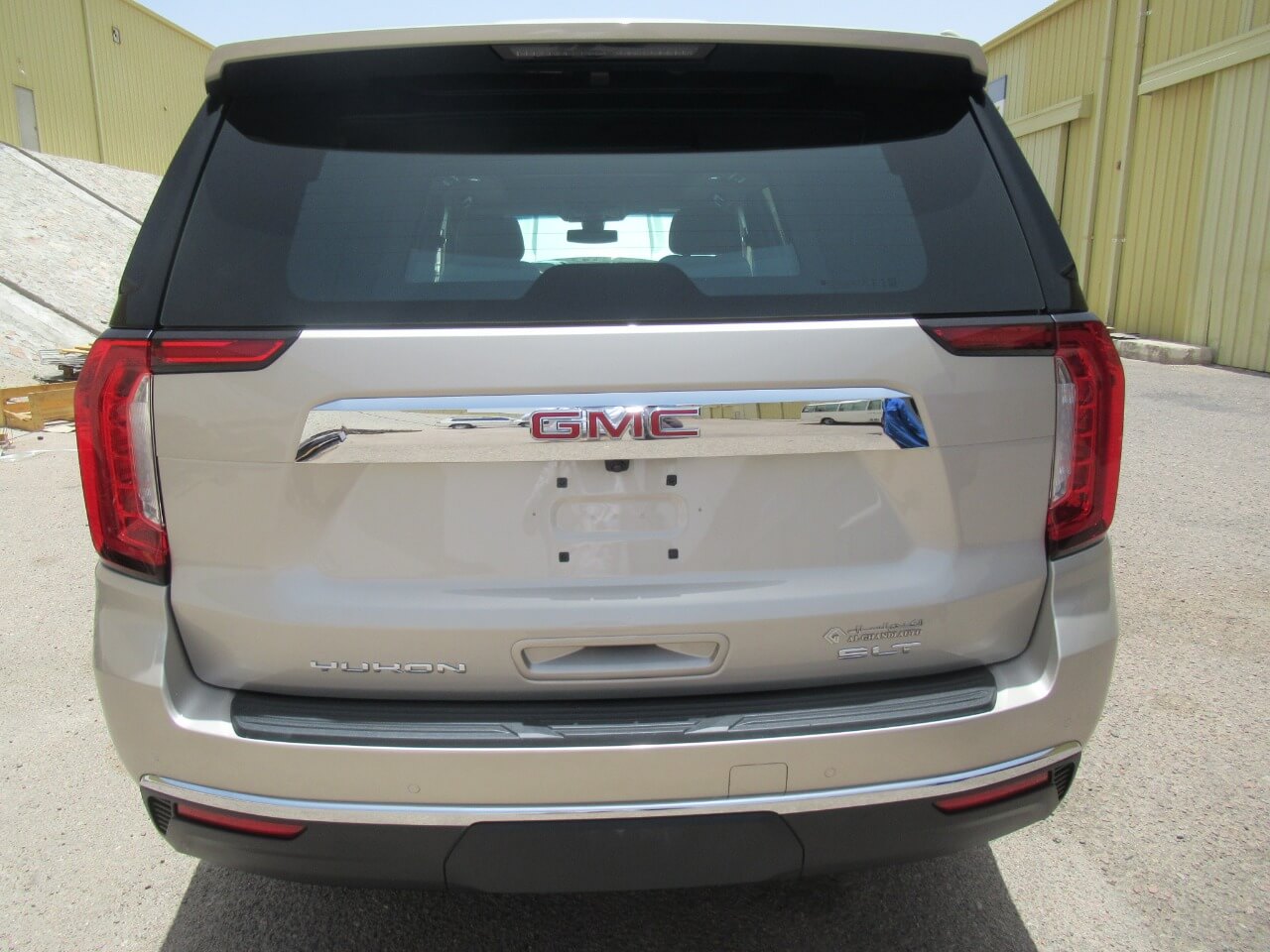 GMC Yukon rear exterior view of armored luxury SUV