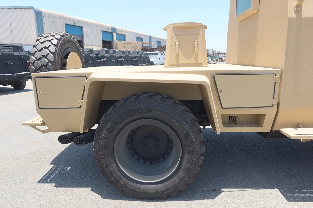 Ford F350 Diesel APC cabin and side armor detail for personnel carrier use