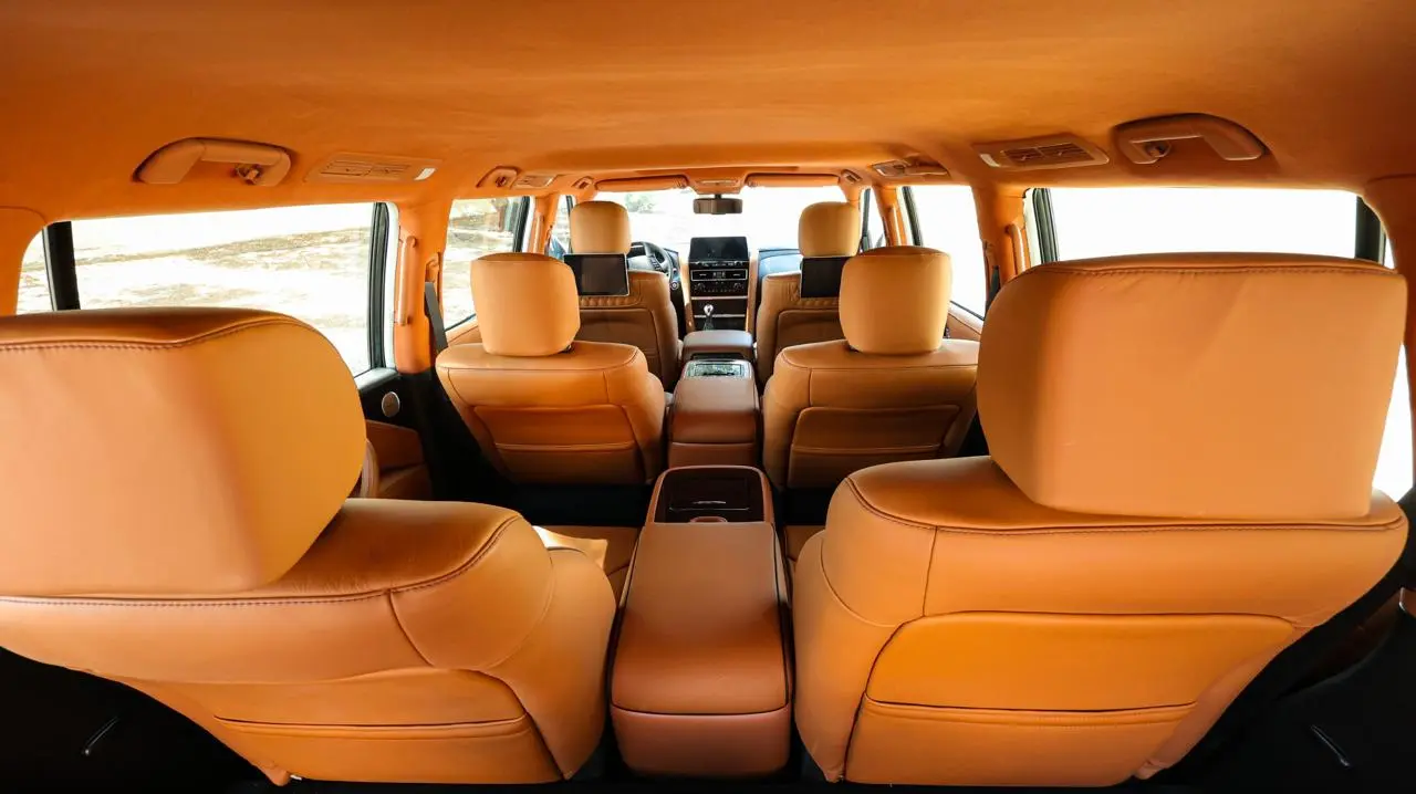 Infiniti QX80 4WD Extended armored luxury SUV full interior view