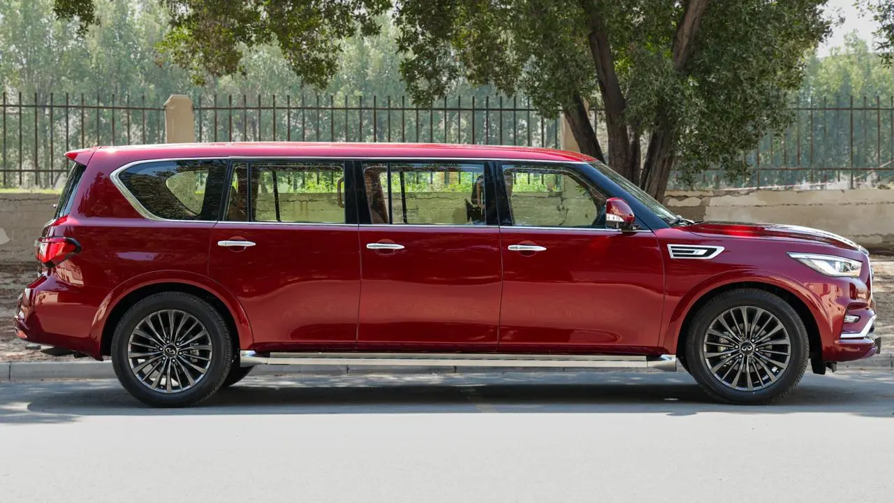 Infiniti QX80 4WD Extended armored luxury SUV side exterior view