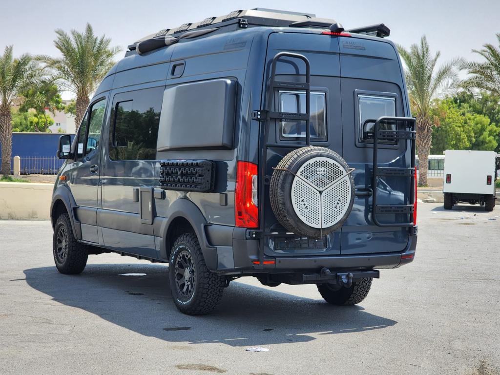 Mercedes-Benz Travel Camper B6 Armored OffRoad All Terrain Back View Left Angle
