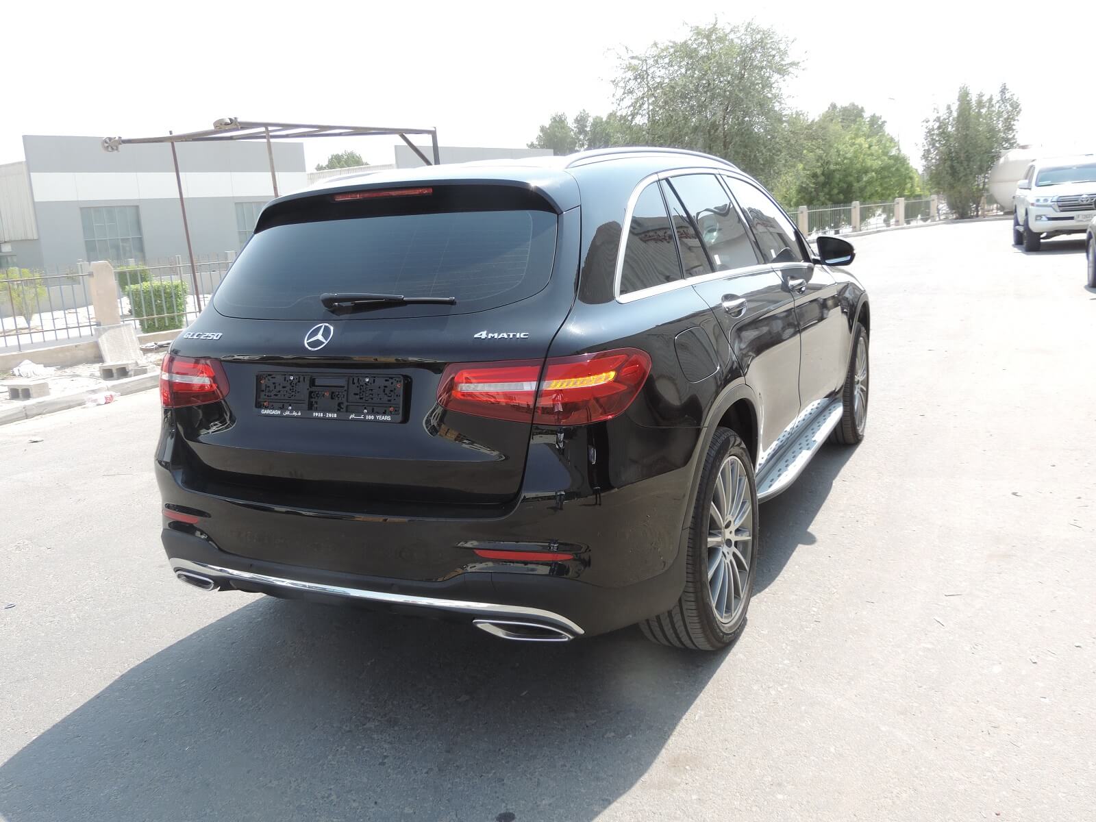 Mercedes-Benz GLC 250 Black armored SUV rear exterior view