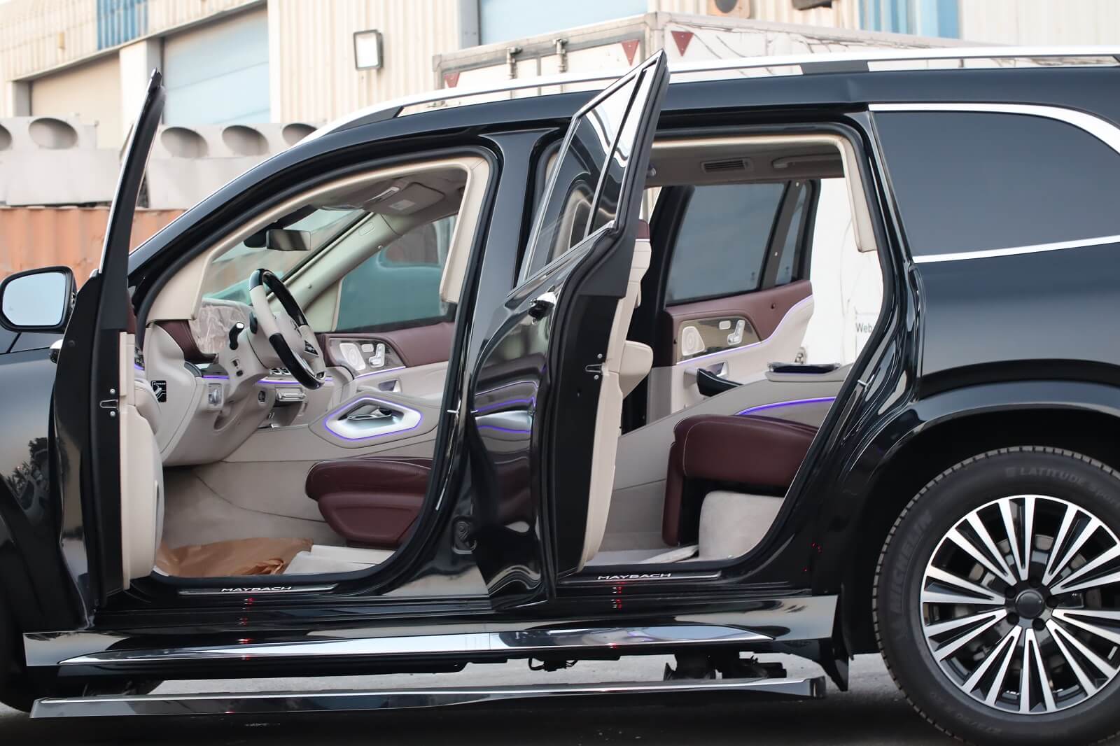 Mercedes Maybach GLS 600 armored luxury SUV left side doors open
