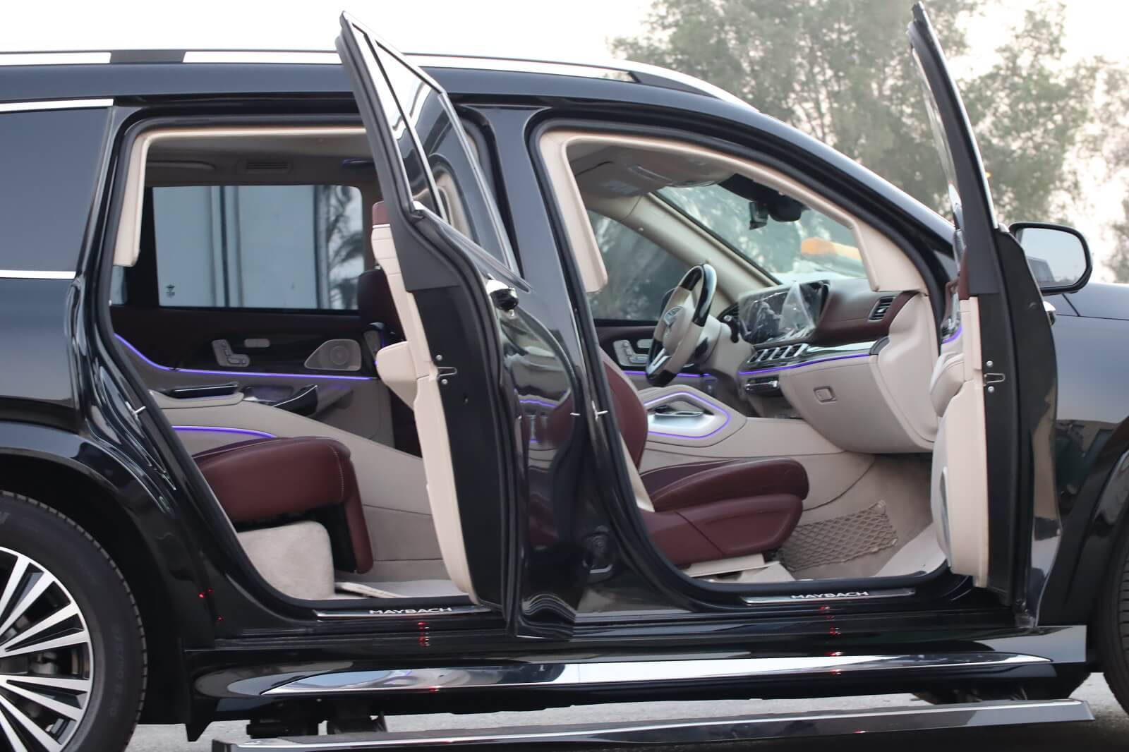 Mercedes Maybach GLS 600 armored luxury SUV right side doors open