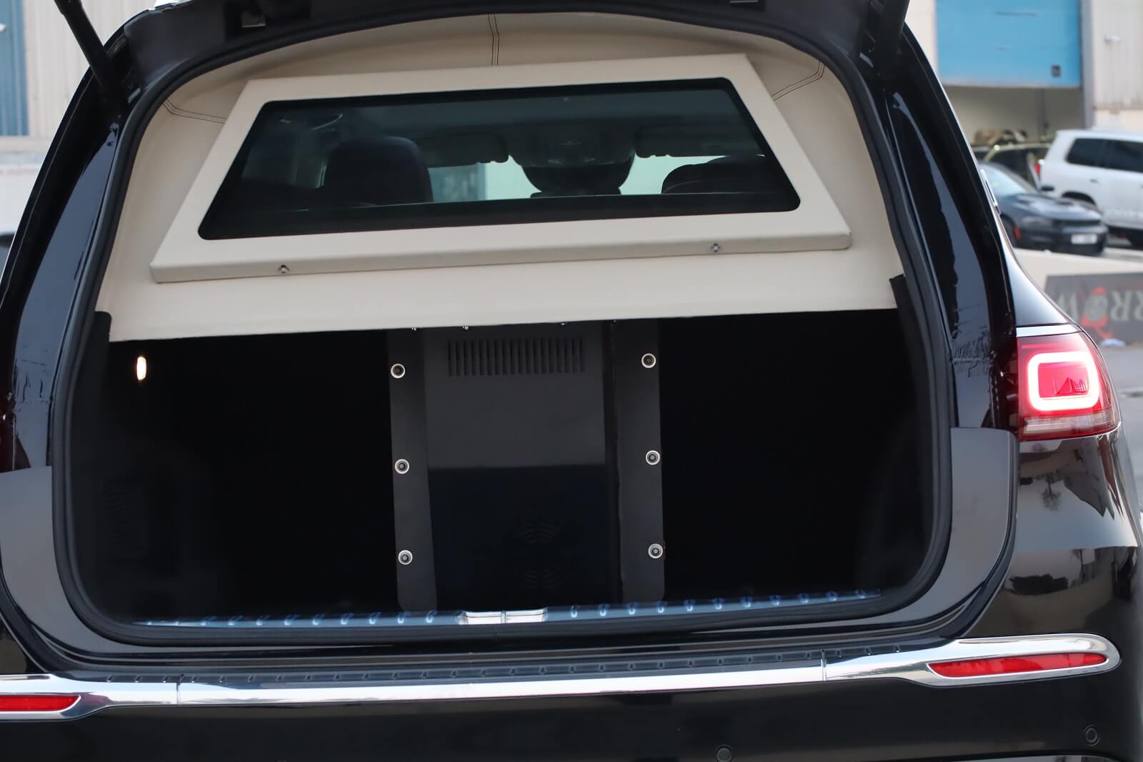 Mercedes Maybach GLS 600 armored luxury SUV trunk armoring detail