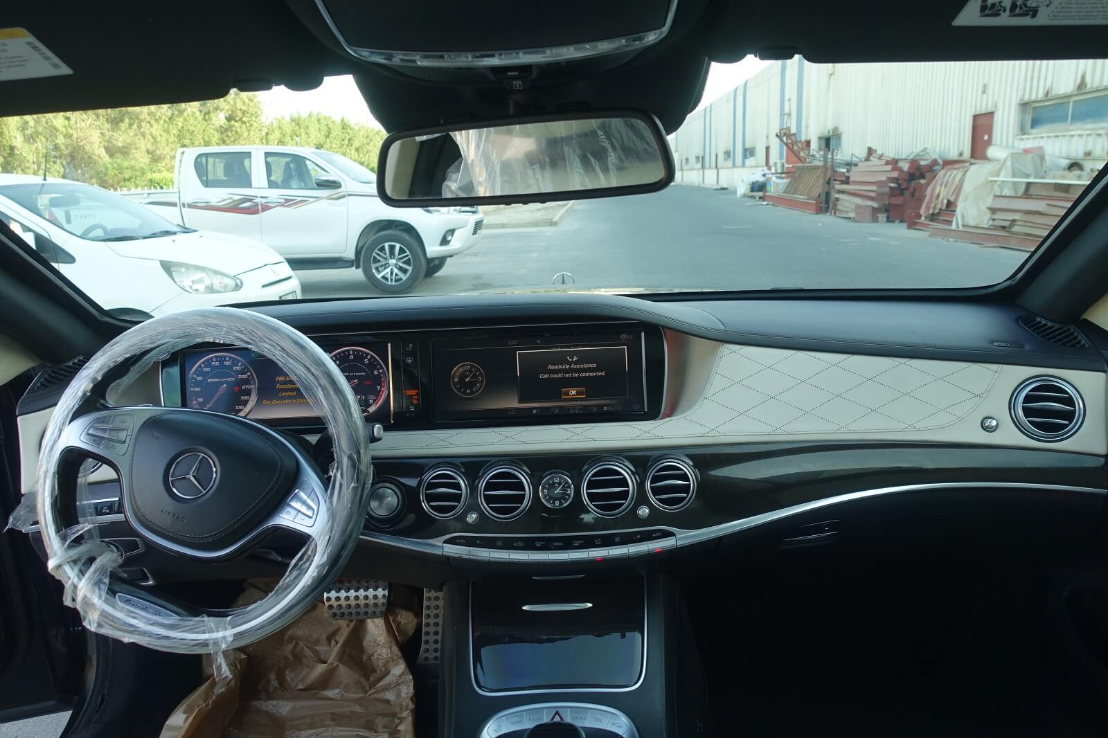 Mercedes-Benz S-Class armored luxury sedan cockpit interior view