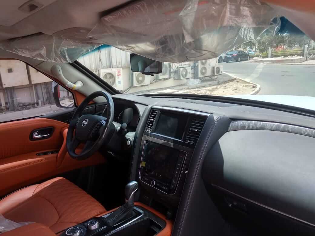 Nissan Patrol armored SUV dashboard view from driver side