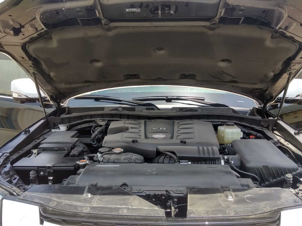 Nissan Patrol armored SUV engine bay view