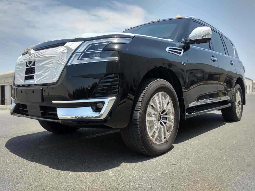 Nissan Patrol armored SUV front exterior view with wheels