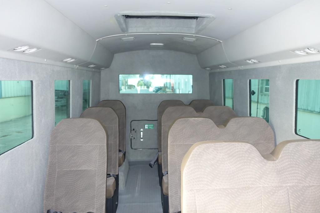 Toyota Coaster Bus BR6 armored passenger carrier interior seating view