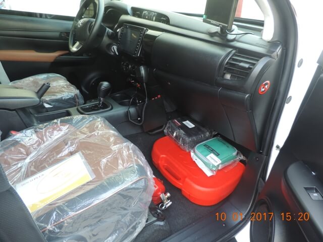 Toyota Hilux cash-in-transit vehicle driver cockpit area