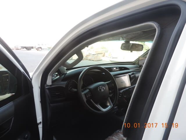 Toyota Hilux cash-in-transit vehicle front door armoring detail