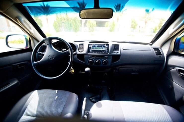 Toyota Hilux Troop Carrier armored vehicle driver cockpit view