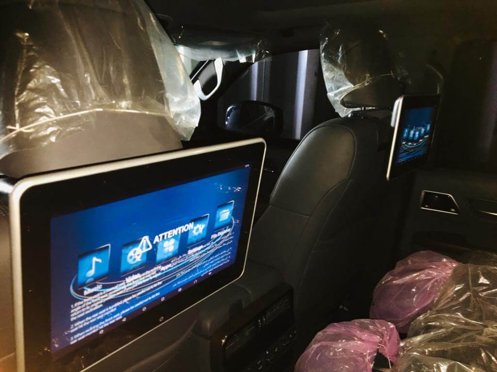 Toyota Land Cruiser 300 armored SUV rear passenger screens