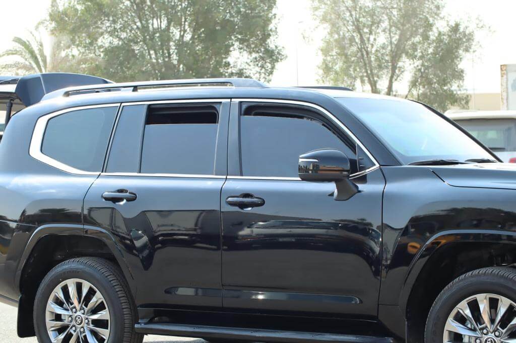 Toyota Land Cruiser 300 armored SUV right side window detail