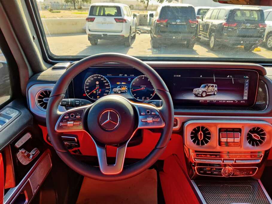 Mercedes-Benz G500 rear view with spare wheel and luxury SUV body shape