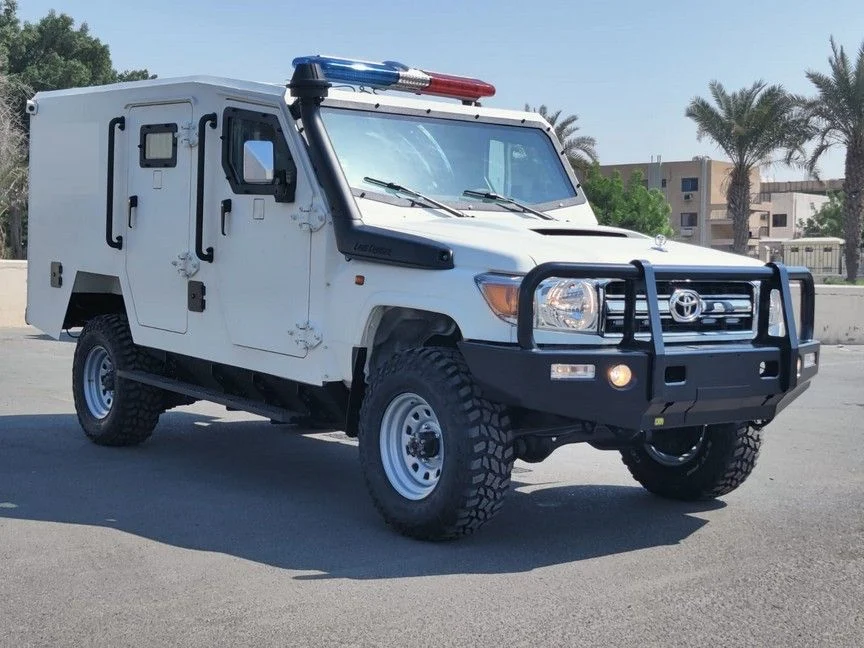Toyota Land Cruiser 79 CIT Escort armored cash-in-transit vehicle with BR6 protection and secure vault